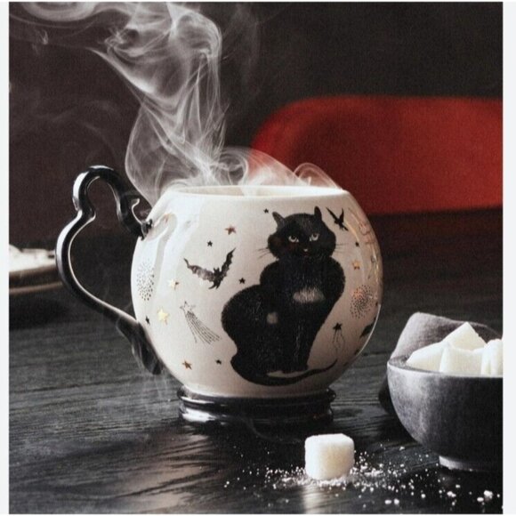 Anthropologie Florence Balducci Mug Black Cat Halloween NEW - Picture 7 of 7